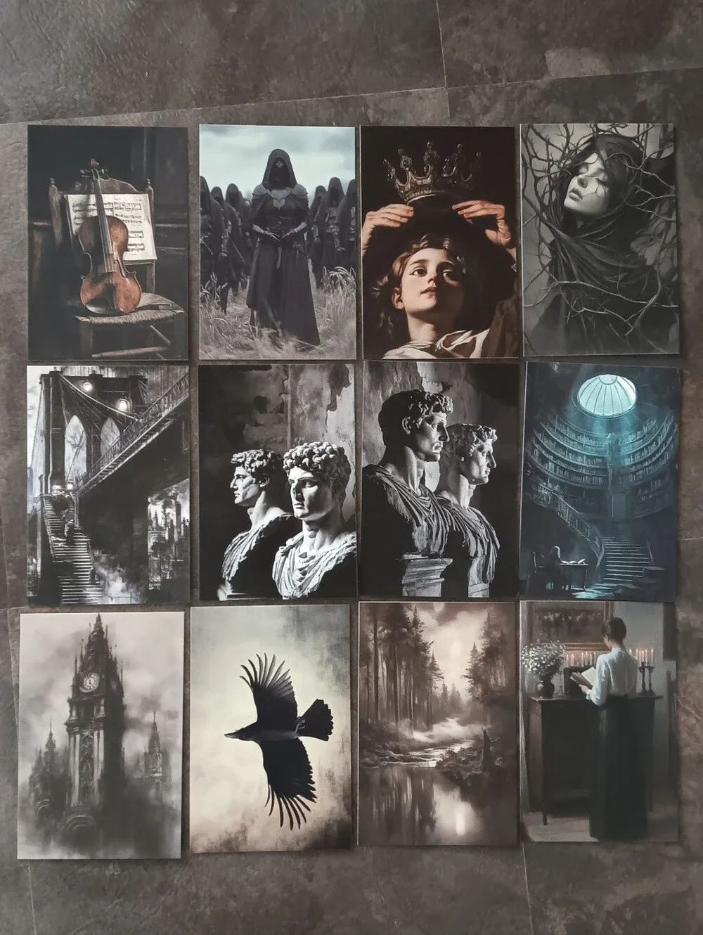 Dark Gothic Postcard Set Of 12, Academia Art Print Correspondence Notes 4x6